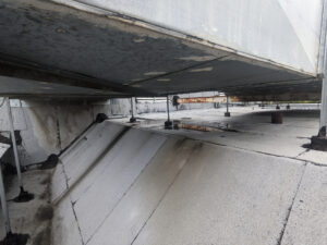 Picture of the roof of the Fillmore Town Theatre with standing water