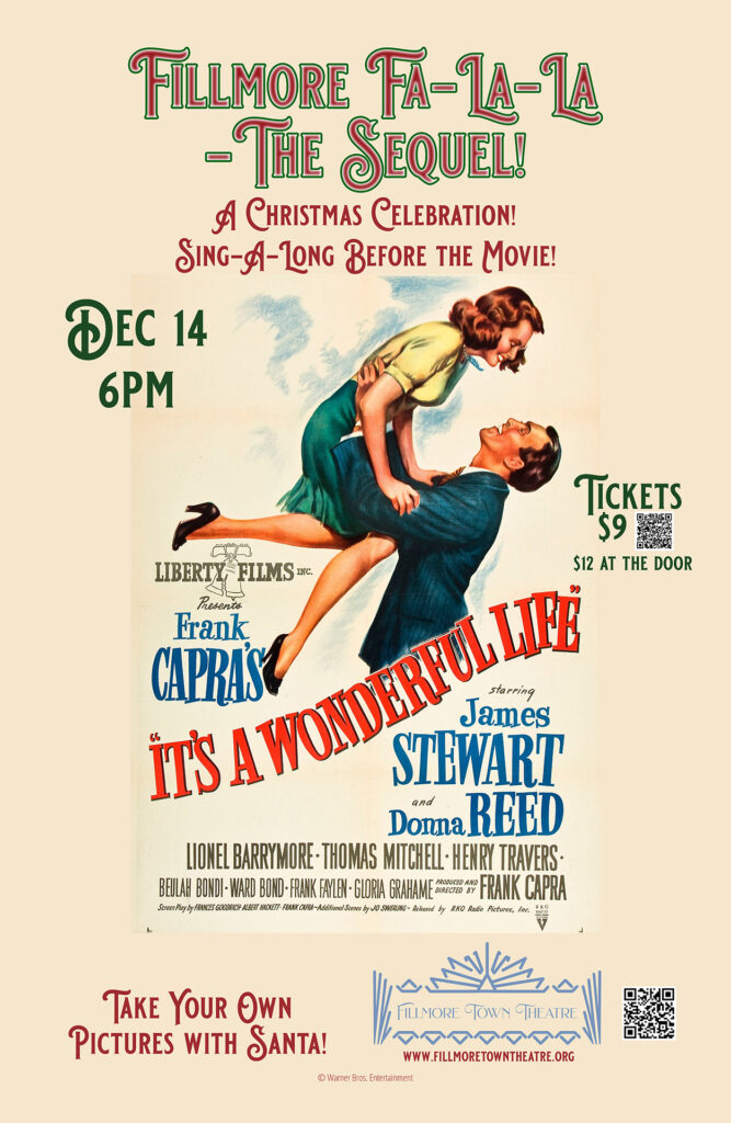 Poster for a showing of It's a Wonderful Life movie at Fillmore Town Theatre